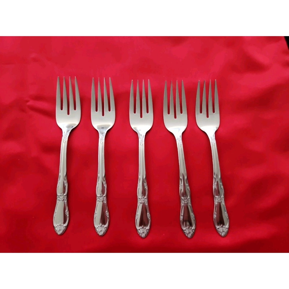 ONEIDA WM. A ROGERS Fenway / Daydream Stainless Set of 5 Salad Forks